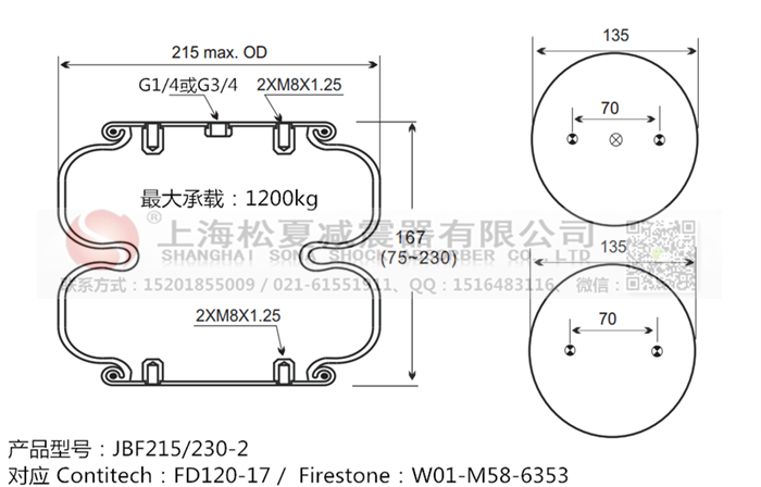 JBF215/230-2橡膠<a href='http://www.msabry.com/' target='_blank'><u>空氣彈簧</u></a>