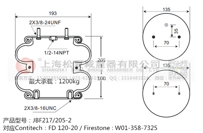 JBF217/205-2橡膠<a href='http://www.msabry.com/' target='_blank'><u>空氣彈簧</u></a>