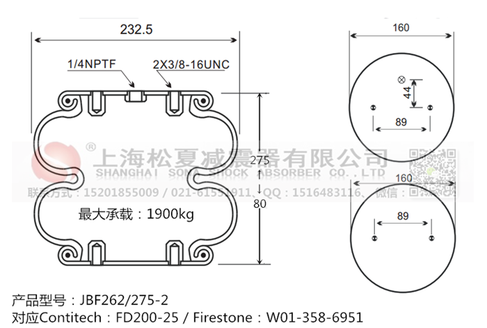 JBF262/275-2橡膠<a href='http://www.msabry.com/' target='_blank'><u>空氣彈簧</u></a>