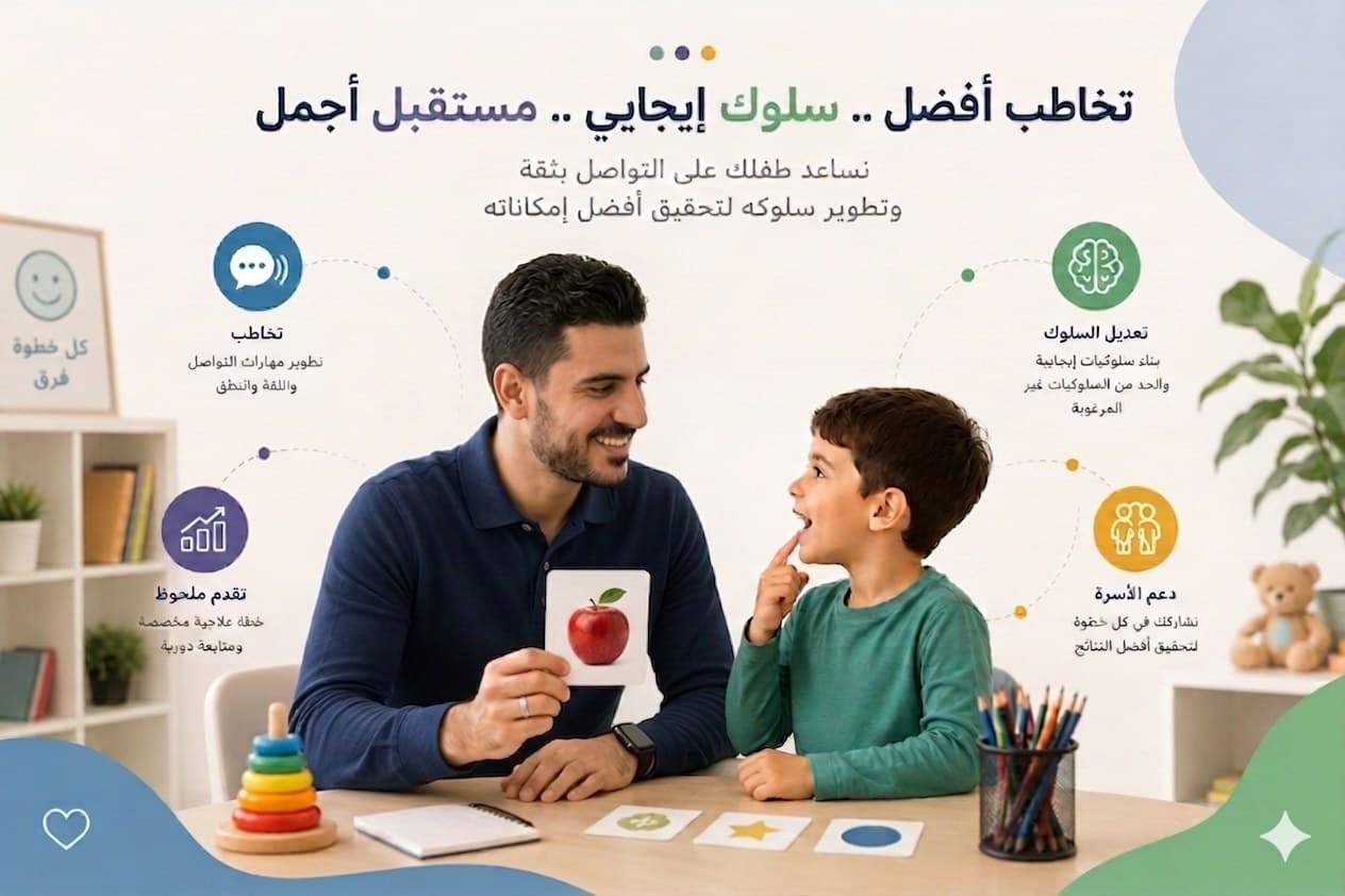 أخصائي تخاطب يساعد طفل على الكلام والتواصل بثقة